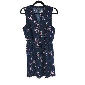 41 Hawthorn Womens Claira Floral Sleeveless Dress V Neck Navy Blue Size M